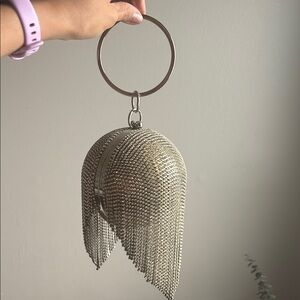 Silver Beaded Fringe Handbag